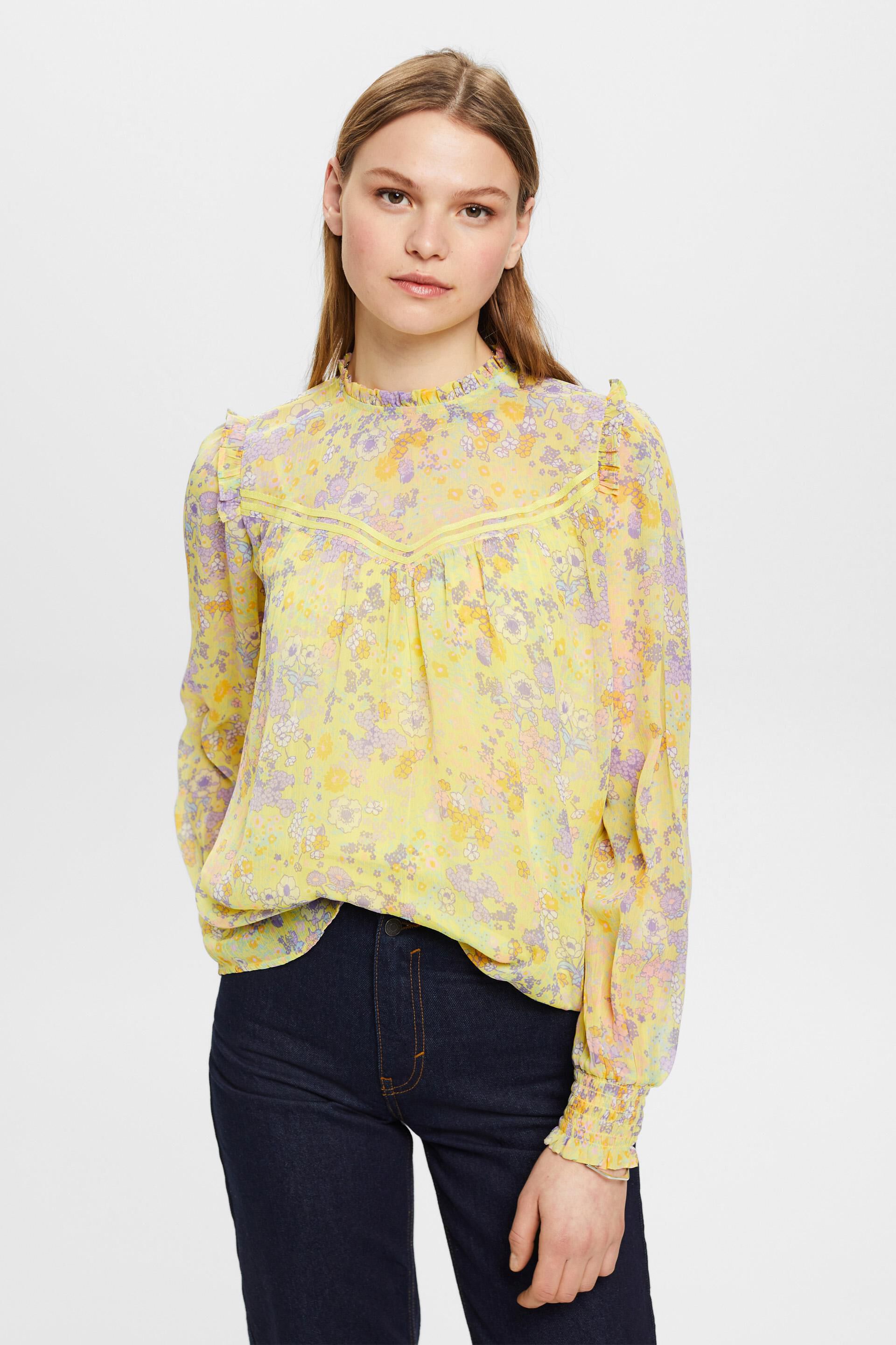 ESPRIT – Blouse en chiffon à fleurs et fronces sur notre boutique