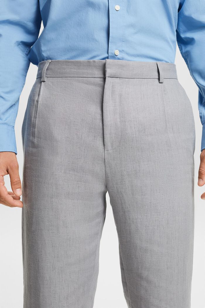 Pantalon en lin à jambes larges, MEDIUM GREY, detail image number 4