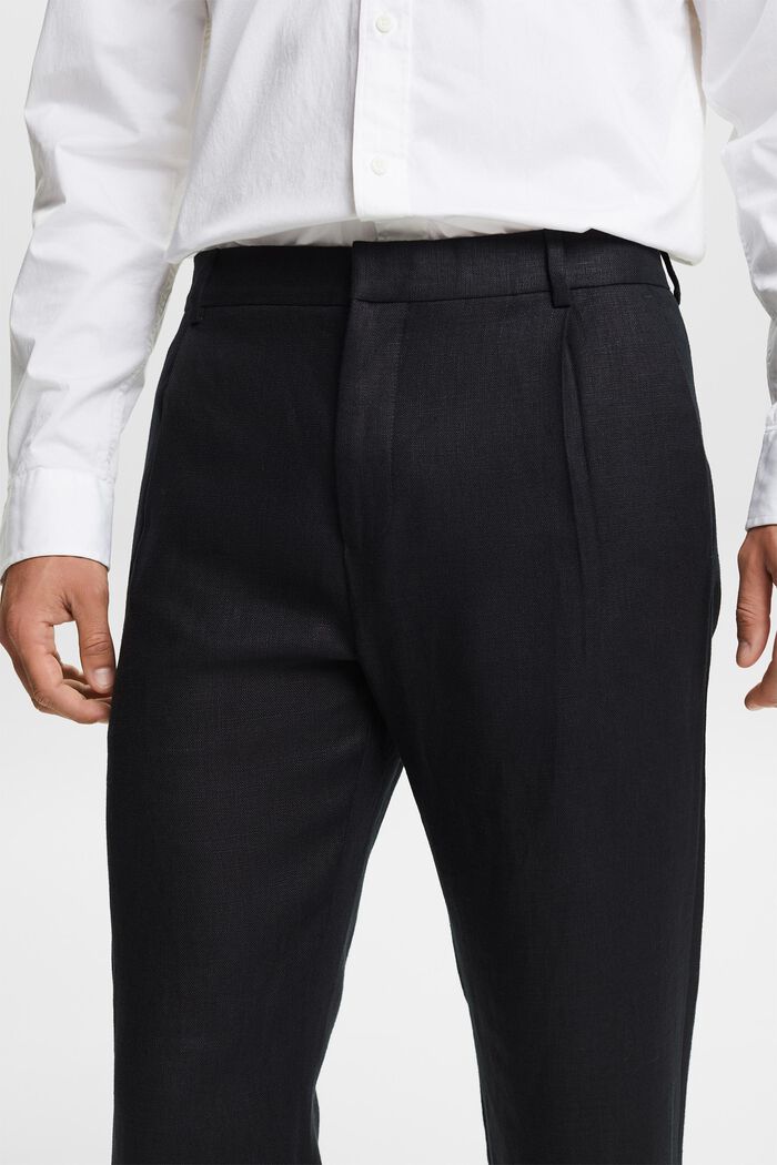 Pantalon en lin à jambes larges, BLACK, detail image number 4