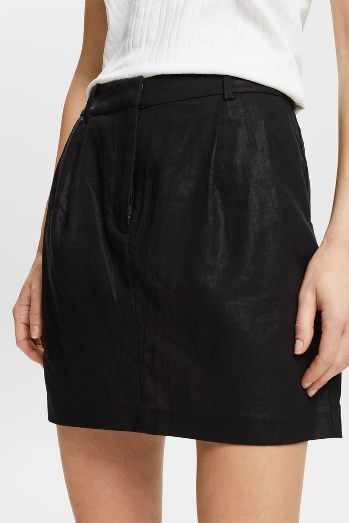 Mini-jupe métallique en lin, BLACK, detail image number 4